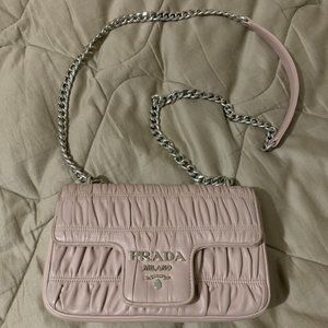 Prada Pink Shoulder Bag with Metal Chain